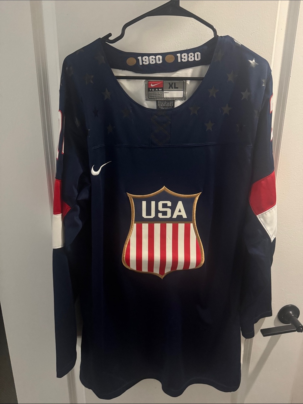 Callahan Nike Navy USA Hockey Jersey with Red & White Accents